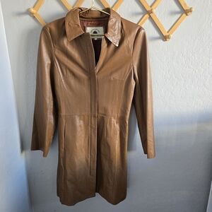 Santa Maria Del Fiore Brown Leather Coat.  Italian Size 46 /US L